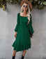 Straight Neck Double Puff Sleeve Dress