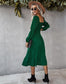 Straight Neck Double Puff Sleeve Dress