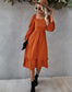 Straight Neck Double Puff Sleeve Dress