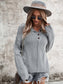 Contrast Half Button Textured Knit Sweater