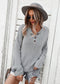 Contrast Half Button Textured Knit Sweater