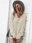 Contrast Half Button Textured Knit Sweater