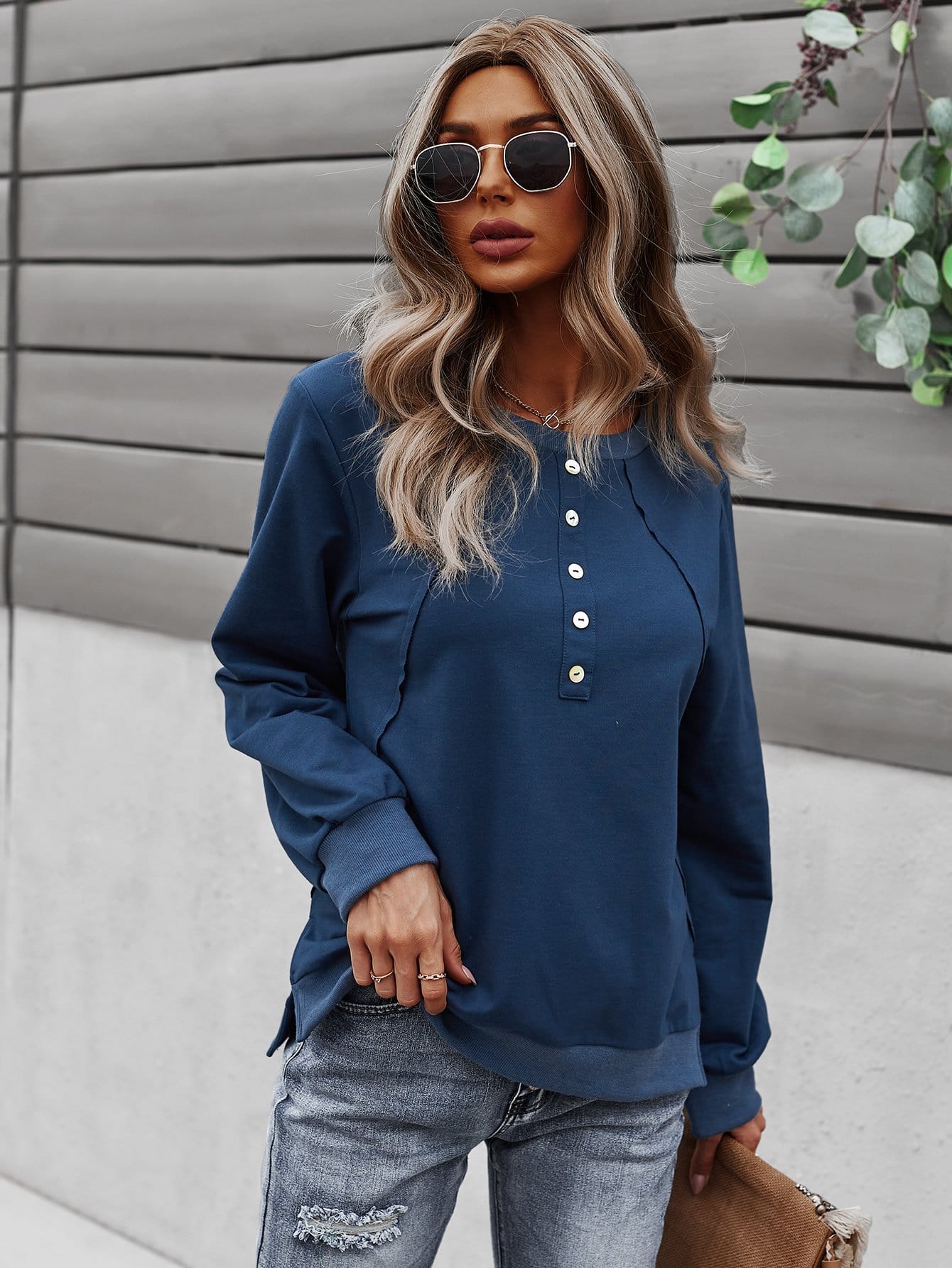 Half Button Front Sweater