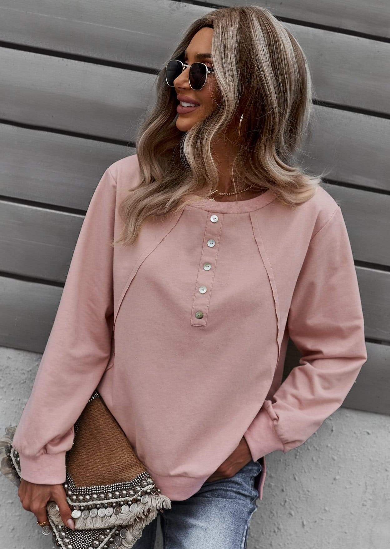 Half Button Front Sweater