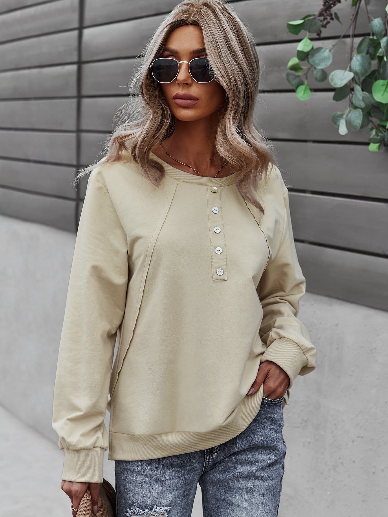 Half Button Front Sweater