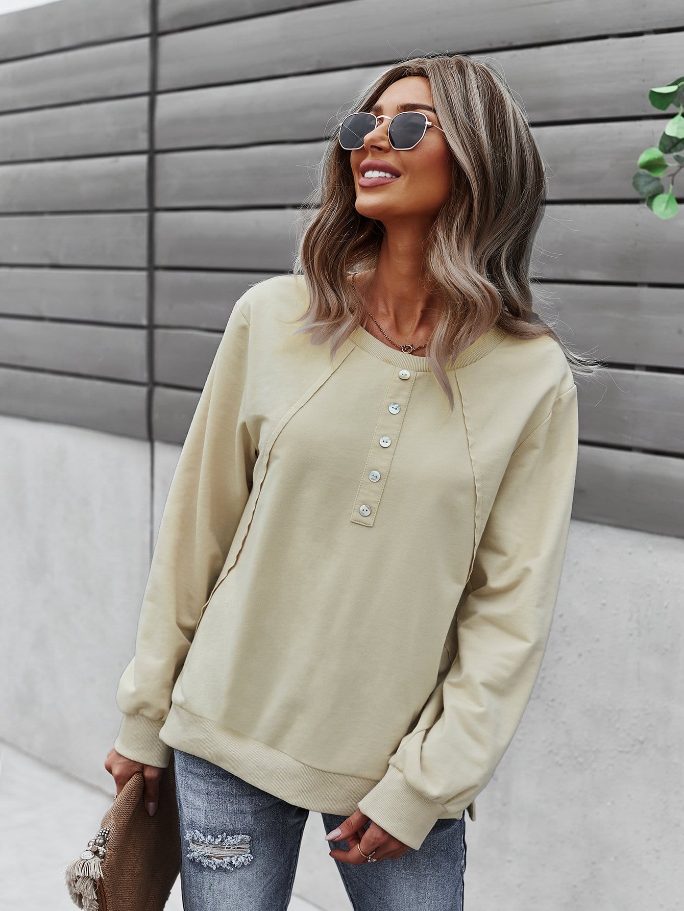 Half Button Front Sweater