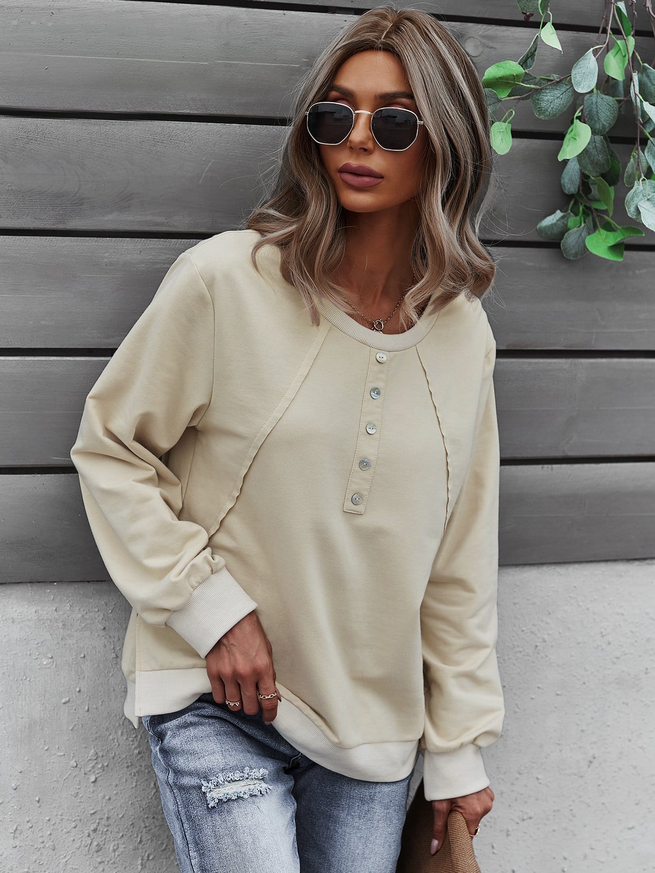 Half Button Front Sweater