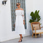 Off Shoulder Lace Sleeve Dress
