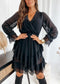 Surplice Neck Asymmetrical Tiered Dress