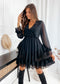 Surplice Neck Asymmetrical Tiered Dress