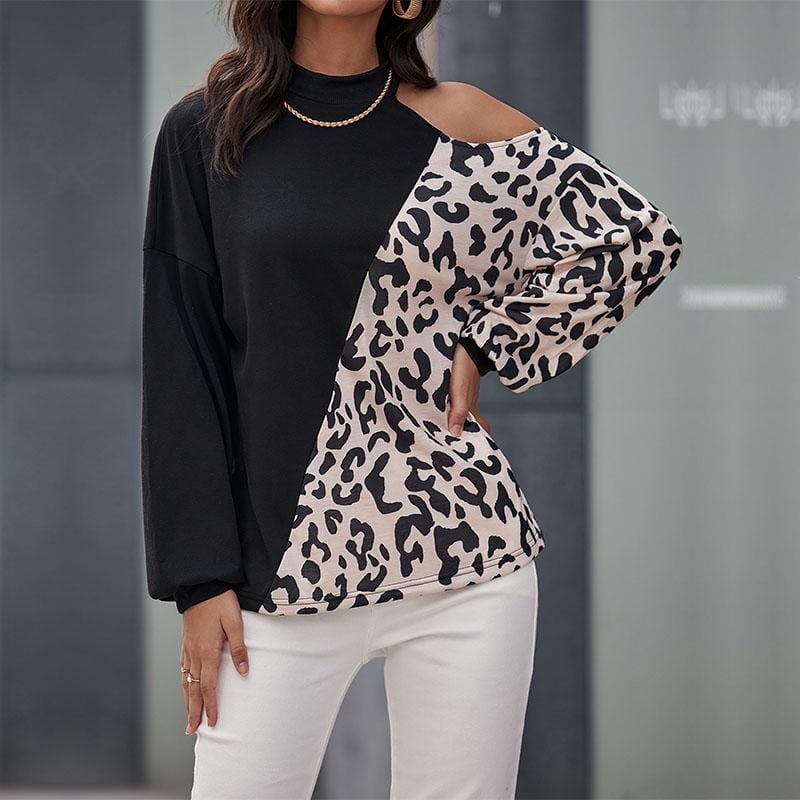 Two Tone One Shoulder Sweater