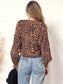 Leopard Print Bishop Sleeve Blouse