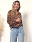 Leopard Print Bishop Sleeve Blouse