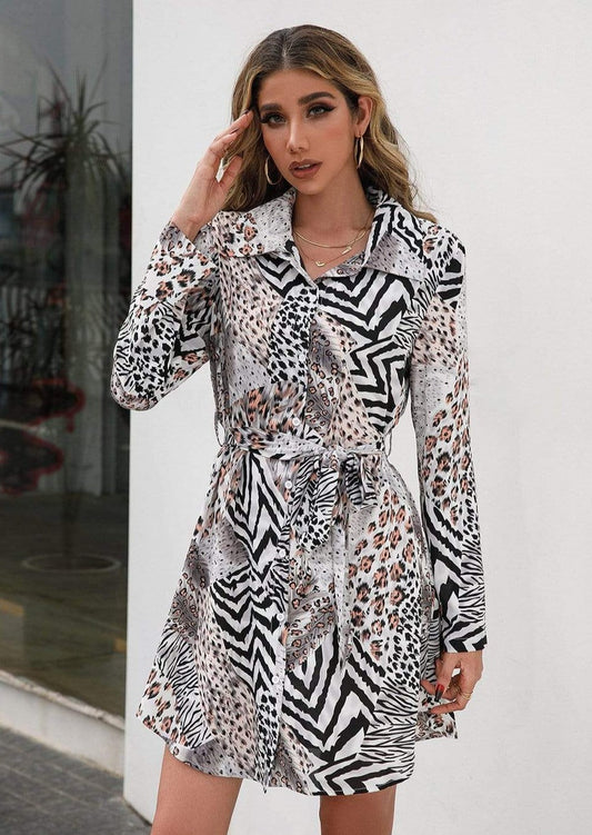 Animal Print Shirt Dress