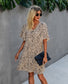 Contrast Button Animal Print Dress