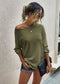 Waffle Knit Raglan Sleeve Sweater