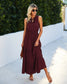 Tie Neck Solid Maxi Dress