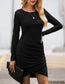 Long Sleeve Overlap Hem Dress