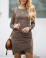 Long Sleeve Overlap Hem Dress