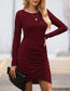 Long Sleeve Overlap Hem Dress