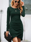 Long Sleeve Overlap Hem Dress