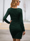 Long Sleeve Overlap Hem Dress