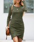 Long Sleeve Overlap Hem Dress