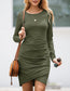 Long Sleeve Overlap Hem Dress