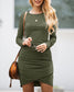 Long Sleeve Overlap Hem Dress