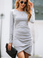 Long Sleeve Overlap Hem Dress