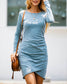 Long Sleeve Overlap Hem Dress