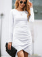 Long Sleeve Overlap Hem Dress