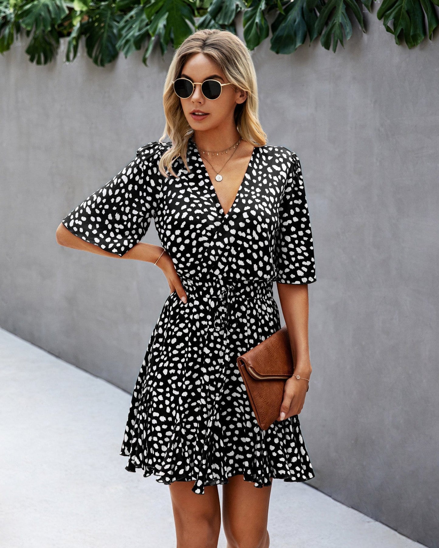 Cheetah Print Gathered Waist Dress