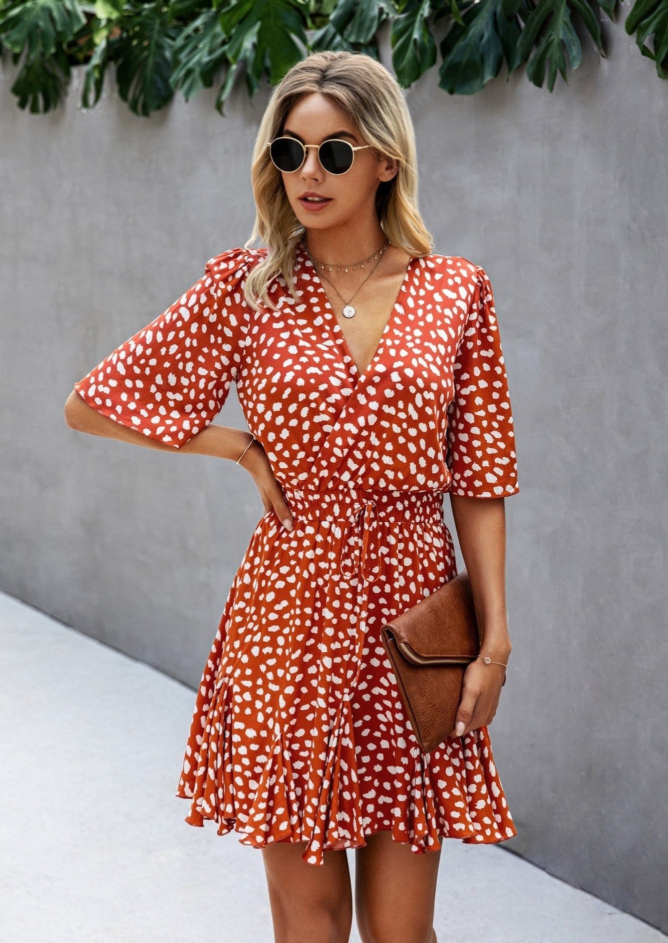 Cheetah Print Gathered Waist Dress