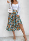 Gartered Floral Print Midi Skirt