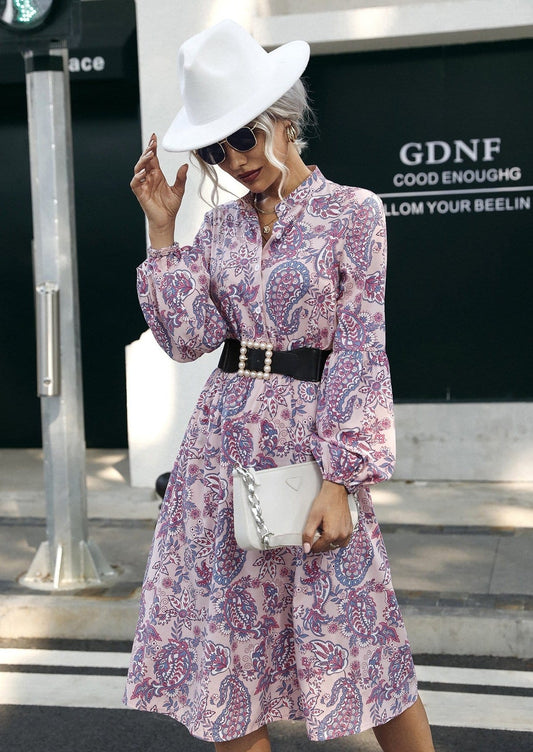 Paisley Print Collared Dress