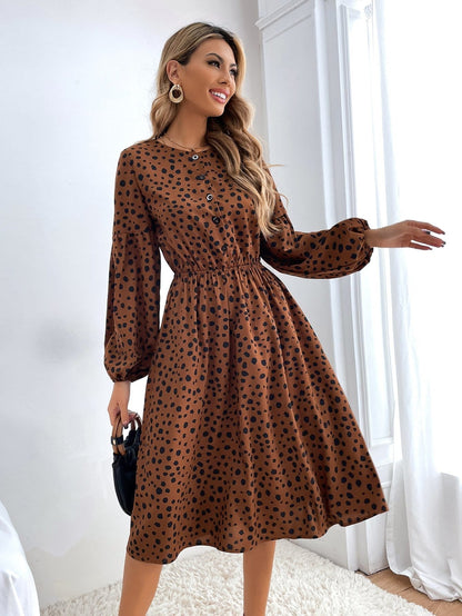 Button Front Cheetah Print Dress