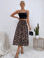 High Waist Leopard A-line Skirt