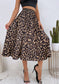 High Waist Leopard A-line Skirt