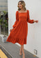 Double Puff Sleeve Solid Dress