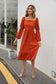 Double Puff Sleeve Solid Dress