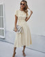 Shirred Neck Flowy Sleeve Dress