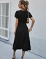 Shirred Neck Flowy Sleeve Dress