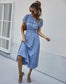 Shirred Neck Flowy Sleeve Dress