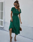 Shirred Neck Flowy Sleeve Dress