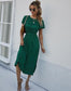 Shirred Neck Flowy Sleeve Dress