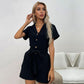 Solid Color Button Front Romper