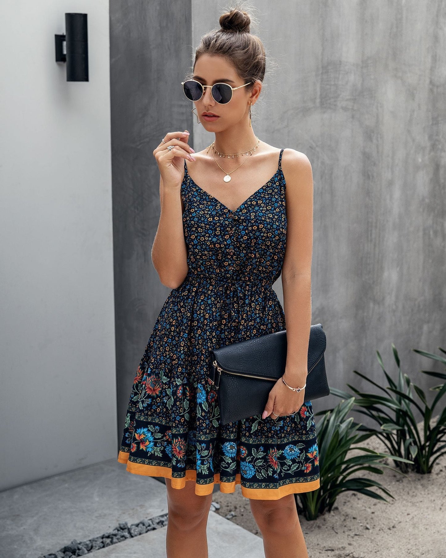 Gathered Waist Printed Summer Dress