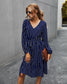 V Neck Tie Waist Striped Dress