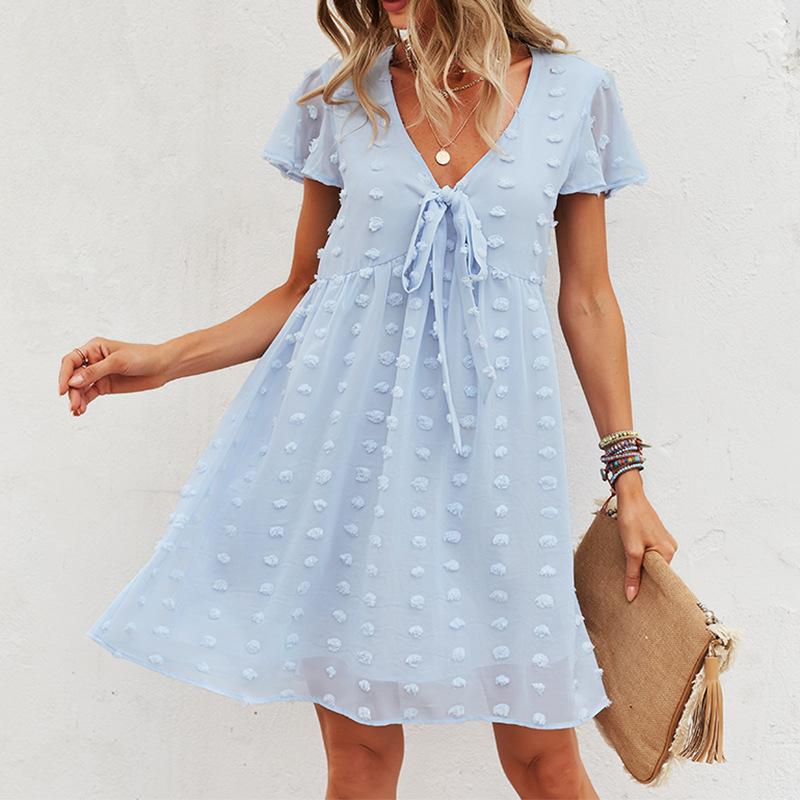 Swiss Dot Ribbon Front Dress